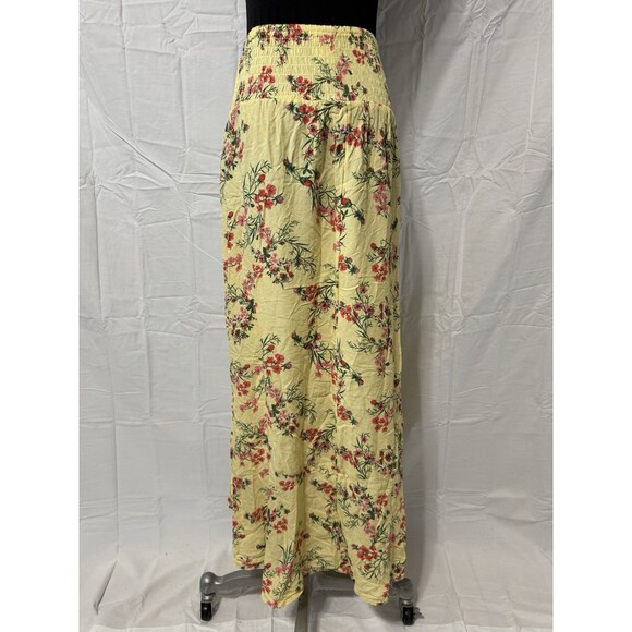 No Boundaries Yellow Floral Maxi Skirt With Slit Size Medium - Picture 3 of 4